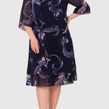 Shriley Vestido de Gasa con Estampado Midnight Swirl y Silueta Fluida