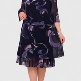 Shriley Vestido de Gasa con Estampado Midnight Swirl y Silueta Fluida