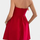 Kassandra Vestido Mini Halter con Espalda Abierta y Silueta Evasé
