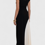 Mallory Vestido Midi Bicolor de Corte Recto y Silueta Definida
