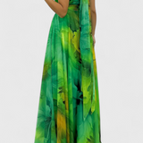 Caprice Vestido Maxi de Gasa con Estampado Floral y Cuello Halter