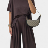 Trista Conjunto Casual de Top Suave y Pantalones de Pierna Ancha