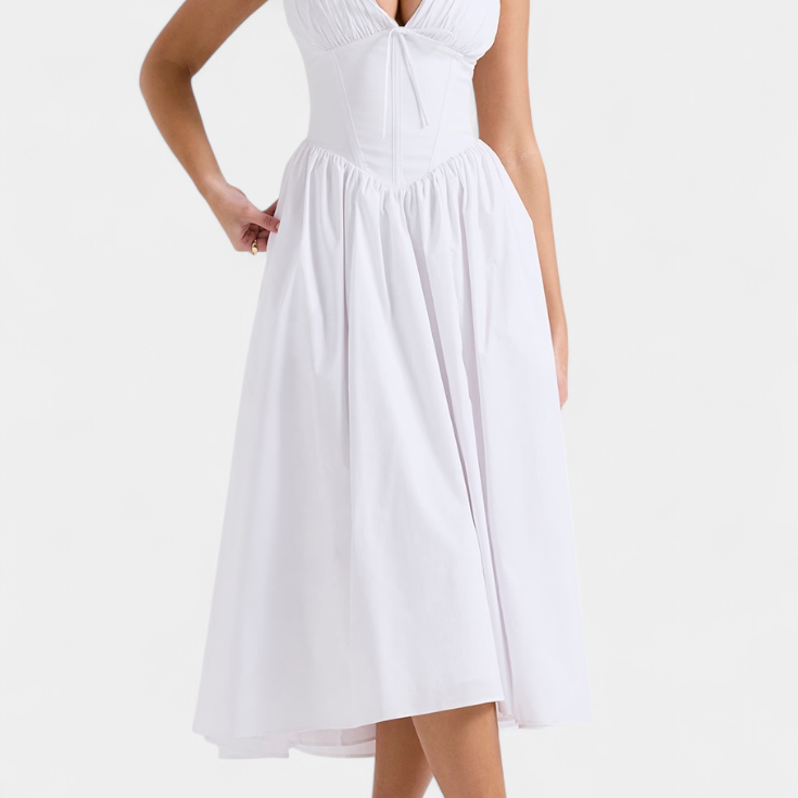 Margie Vestido Midi de Escote en V y Estampado Floral Romántico