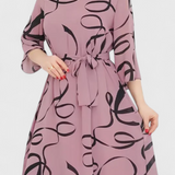 Amelie Vestido Midi Estampado con Cinturón y Corte Versátil