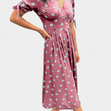 Lizzie Vestido Midi de Lunares con Escote en V Profundo