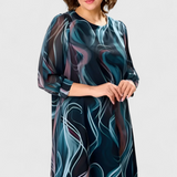Almira Vestido de Gasa con Estampado Ocean Whirl y Corte Fluido