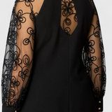 Bellezza Vestido de Encaje con Mangas Largas y Escote Redondo