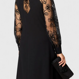 Bellezza Vestido de Encaje con Mangas Largas y Escote Redondo