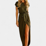 Clarissa Vestido Midi Envolvente con Abertura Lateral