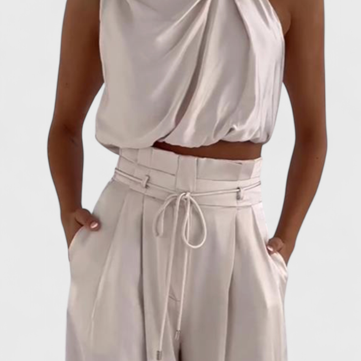 Helira Conjunto Dos Piezas con Top Fluido y Pantalón Palazzo