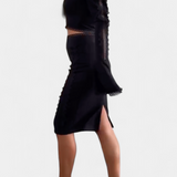 Minerva Conjunto Elegante de Top con Encaje y Falda de Cintura Alta