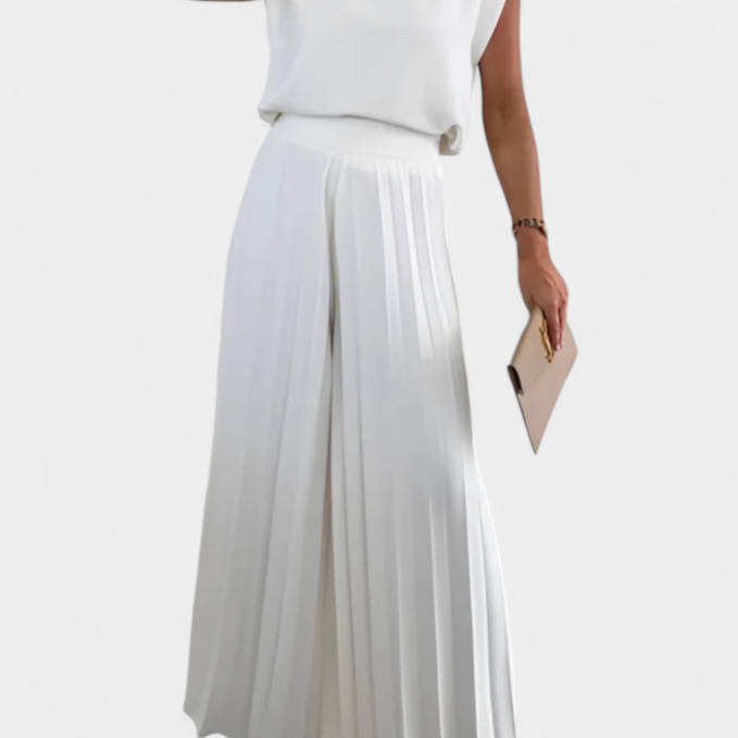 Liora Conjunto de Dos Piezas con Top Estructurado y Pantalón Plisado
