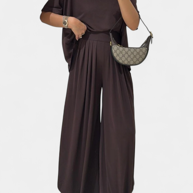 Trista Conjunto Casual de Top Suave y Pantalones de Pierna Ancha