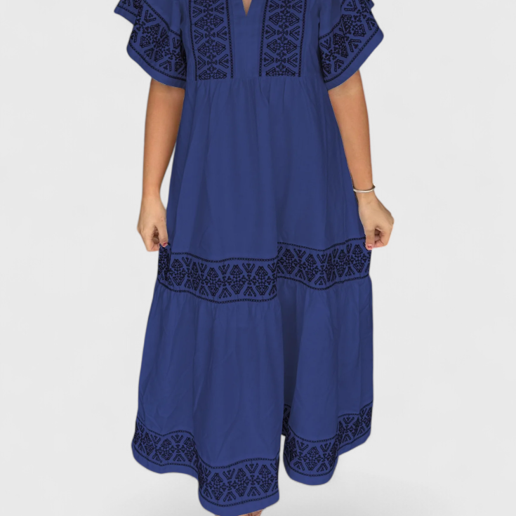 Allona Vestido Maxi Boho con Escote en V y Corte Relajado