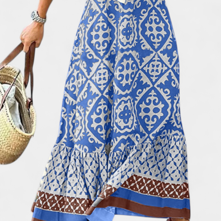 Ethel Falda Maxi Estampada con Volante