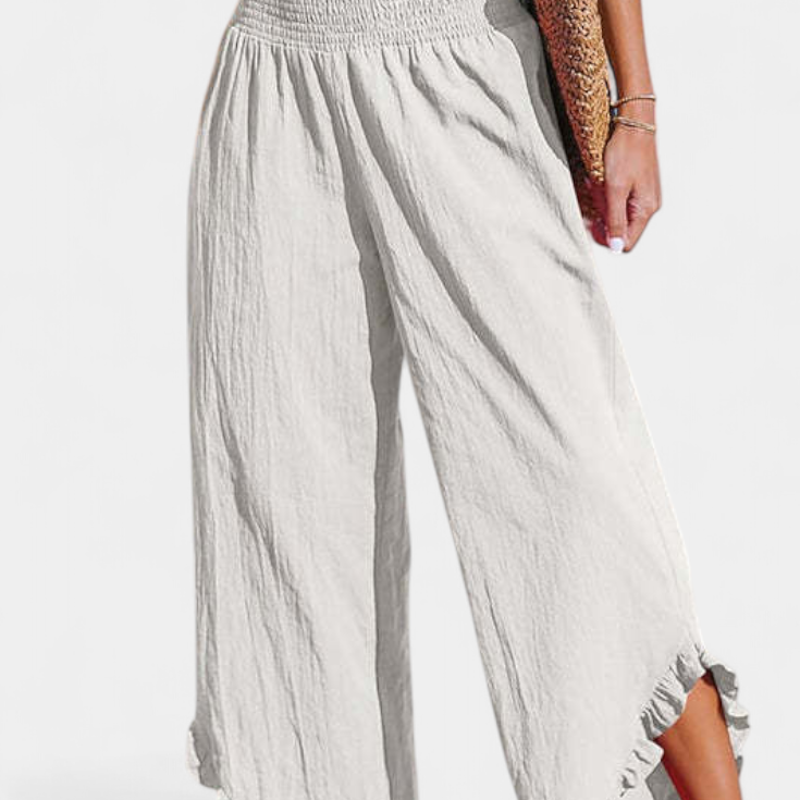 Justina Pantalón Palazzo con Volantes y Talle Alto