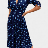 Lizzie Vestido Midi de Lunares con Escote en V Profundo