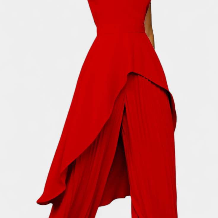 Chrysoula Conjunto Asimétrico con Pantalón Plisado