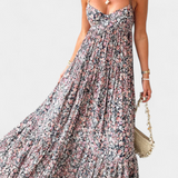 Reyna Vestido Maxi Floral con Espalda Abierta