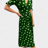 Lizzie Vestido Midi de Lunares con Escote en V Profundo