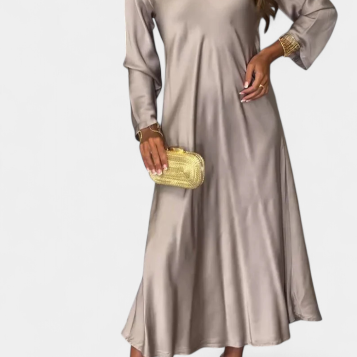 Riva Vestido Fluido con Escote en V y Mangas Largas